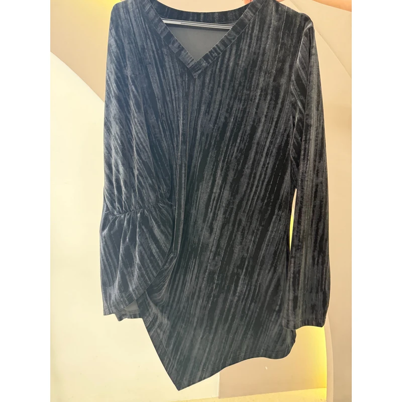 PS240846早春新款胖MM 大码时尚卫衣不对称设计百搭休闲长袖