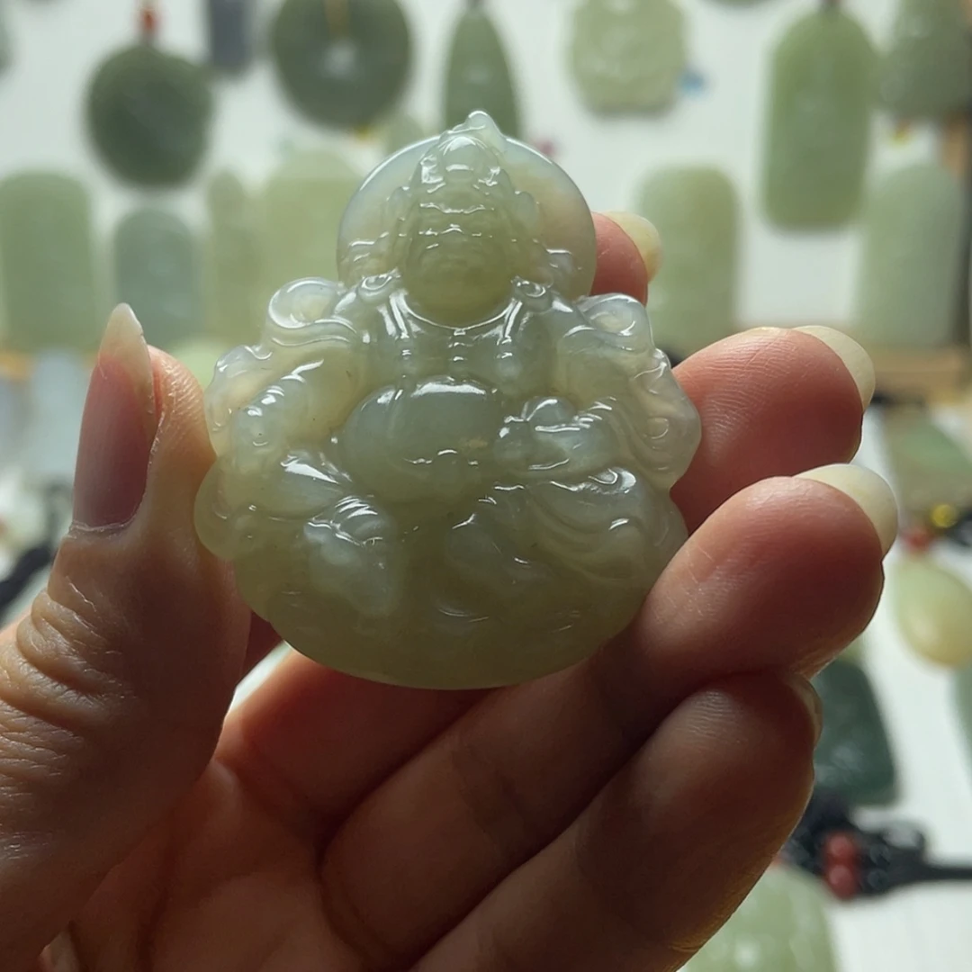 【闪购商品】双面雕工八卦牌黄财神吊坠