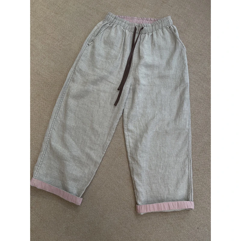 DaoZi/丹丹 抽绳雨露麻休闲裤 009