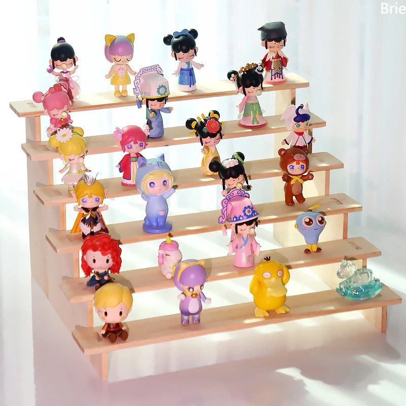 Brie手办展示架置物架桌面收纳多层泡泡玛特玩偶复古实木摆摊