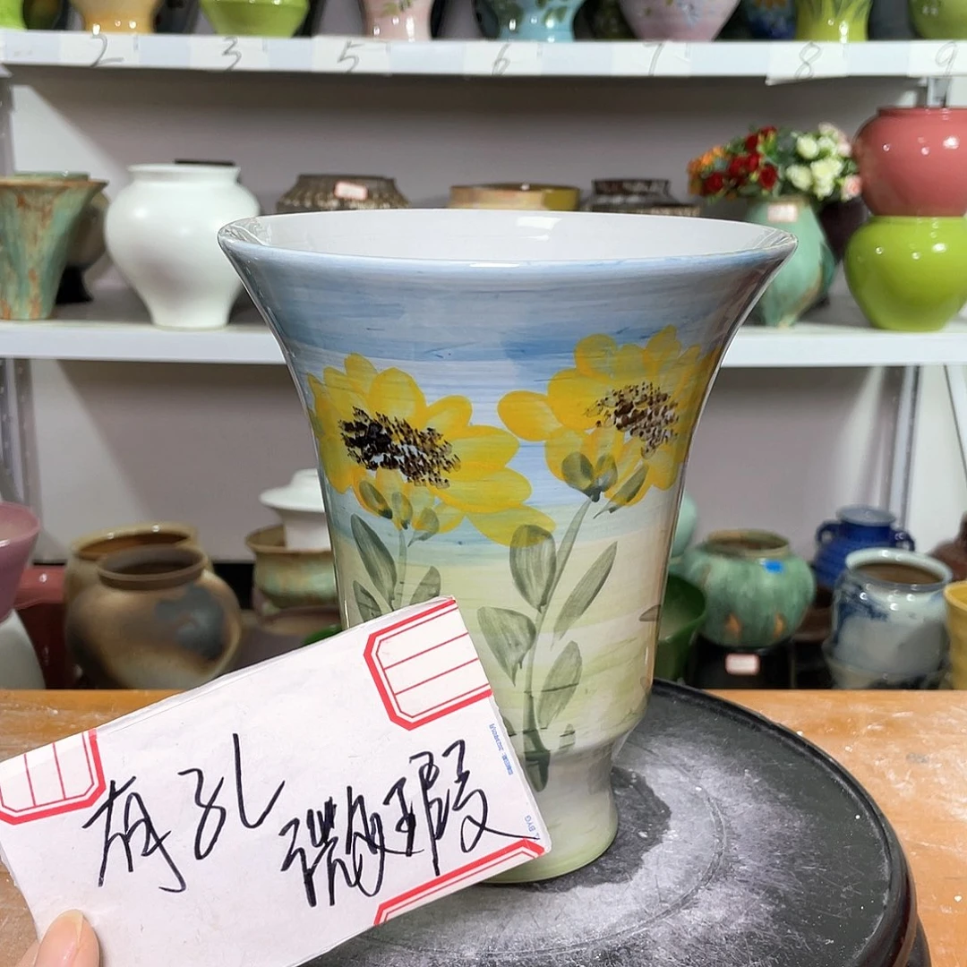 景德镇陶瓷花盆微瑕口15高21