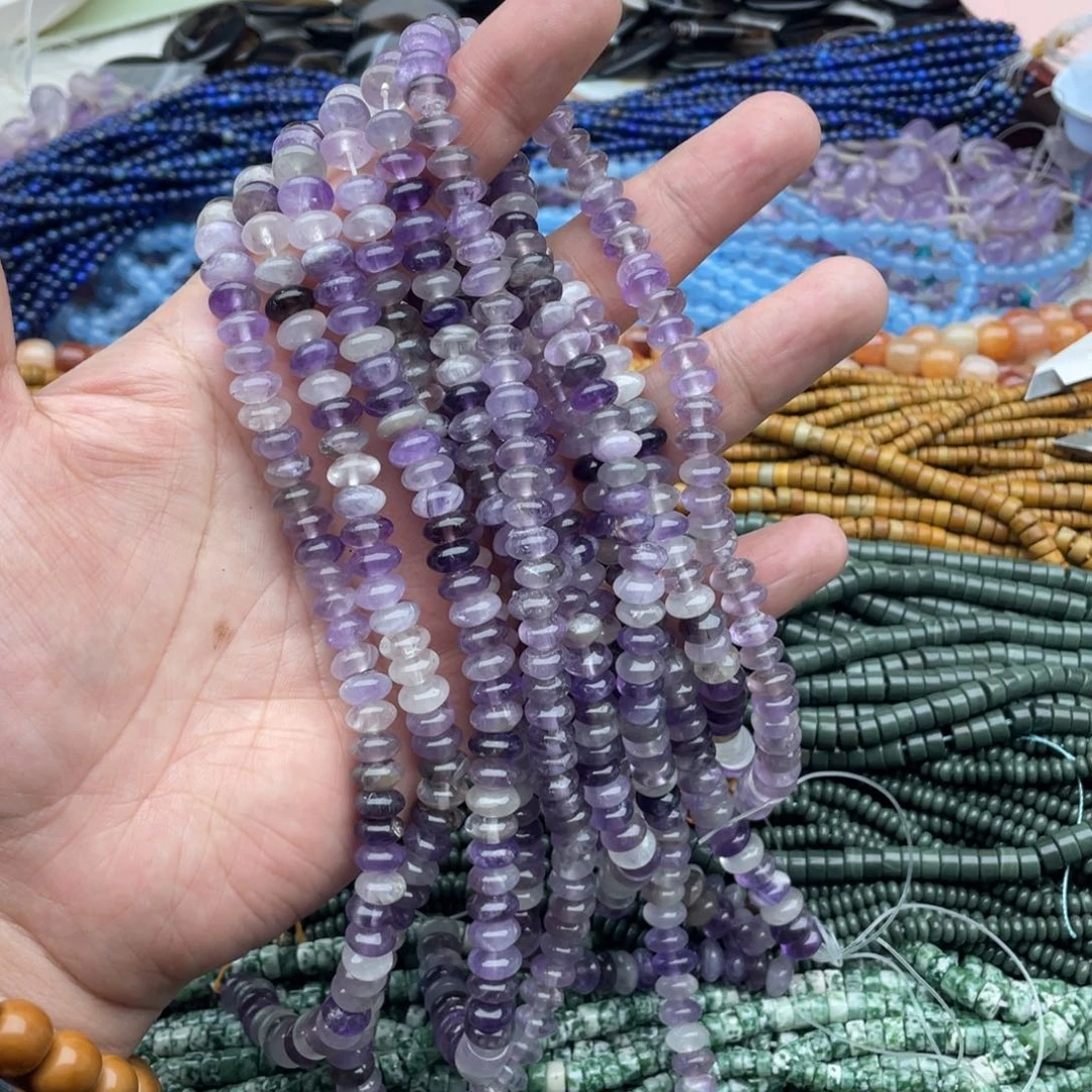 玛瑙/玉髓珠宝半成品未镶嵌一条装8mm紫水算盘有深有浅