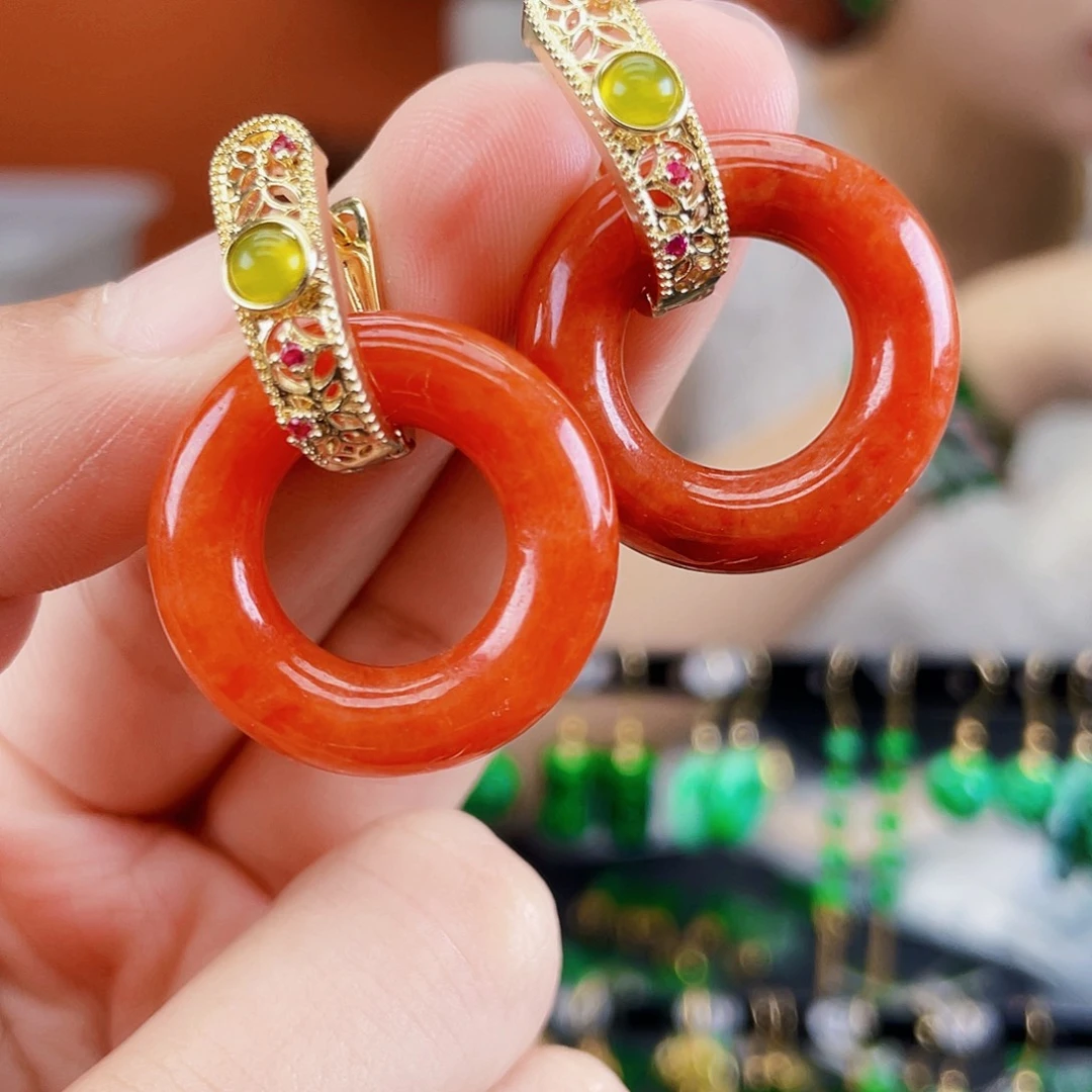 翡翠未镶嵌耳饰饰品