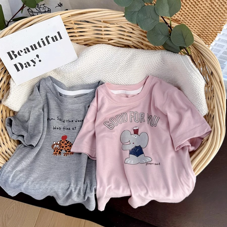 儿童面膜T恤2025新款宝宝莫代尔短袖上衣男女童轻薄夏装婴儿睡衣