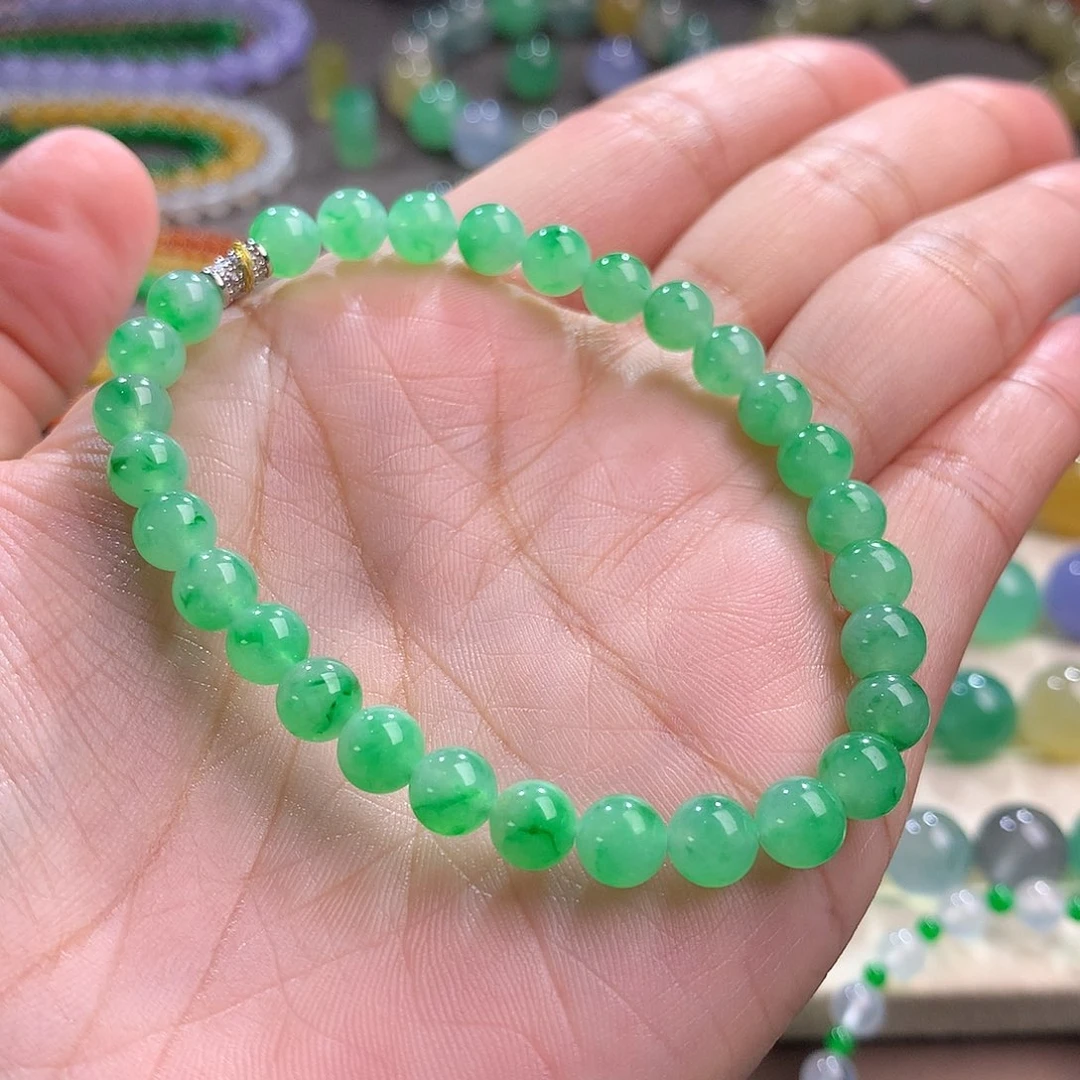 翡翠未镶嵌手链卡6 性价比•金丝甜阳绿