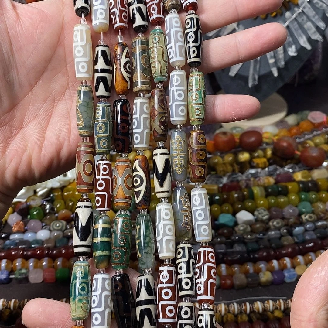 石英质玉未镶嵌，天珠顶珠多宝10×30mm，10颗，