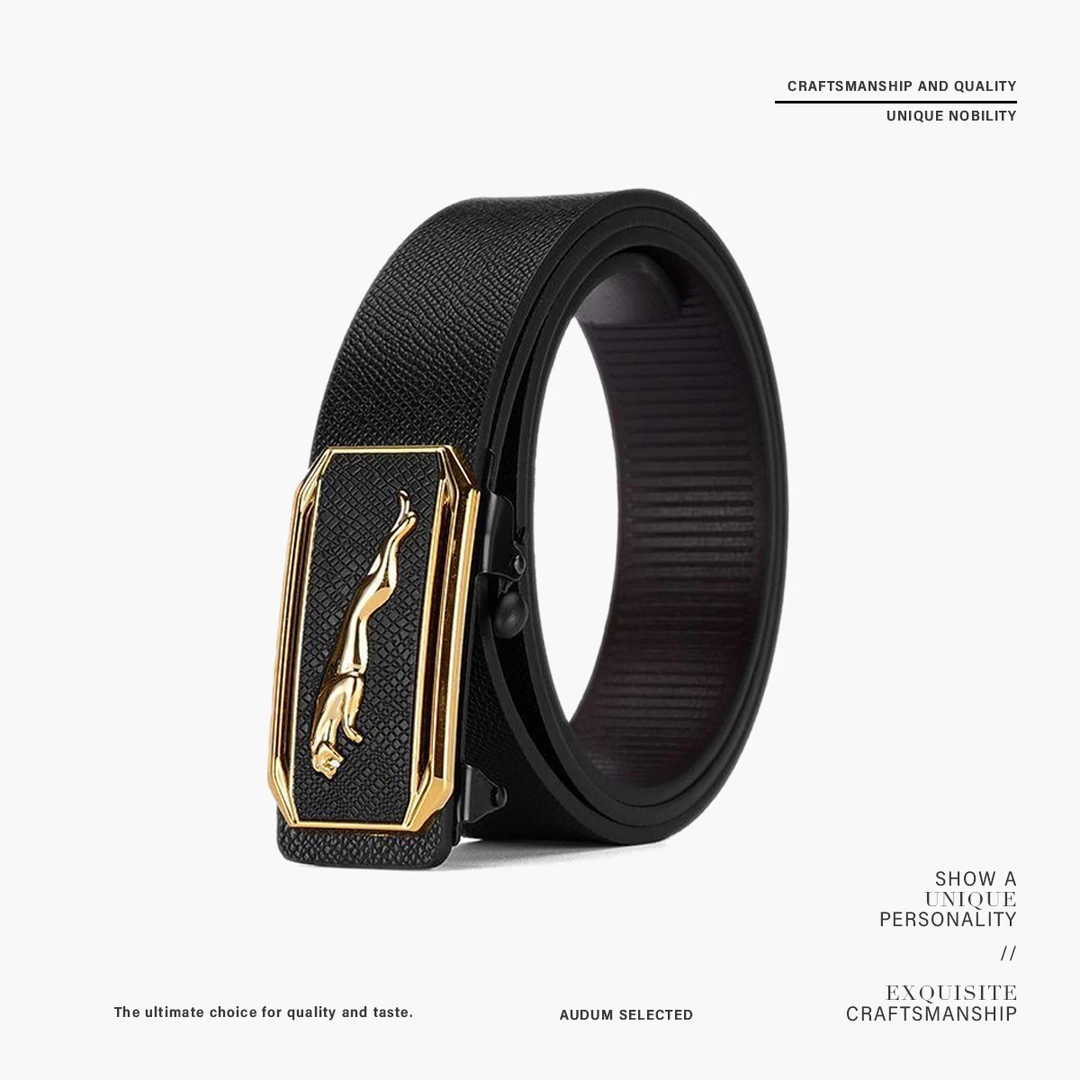 金黑豹男士高档腰带休闲无牙扣腰带金黑豹潮流商务年轻裤带D-YH