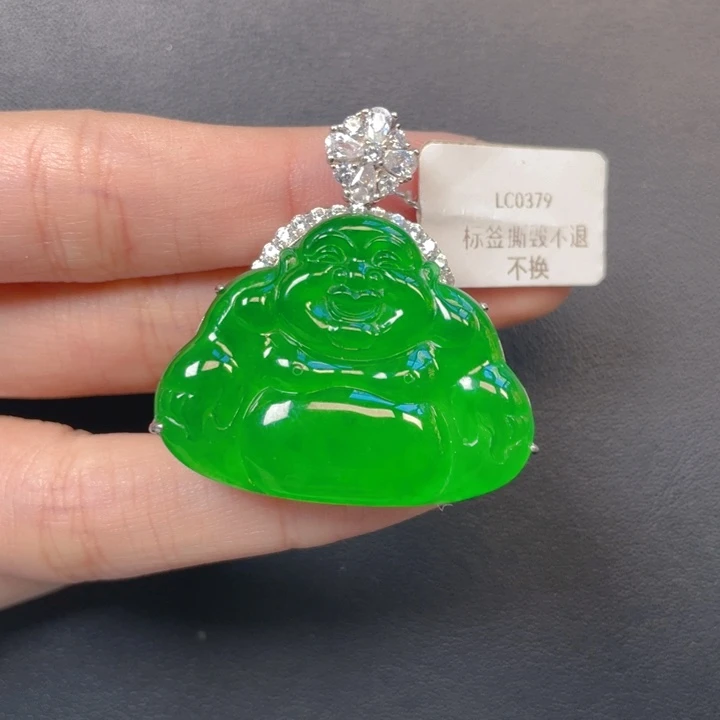 翡翠银S925镶嵌吊坠(不含链)