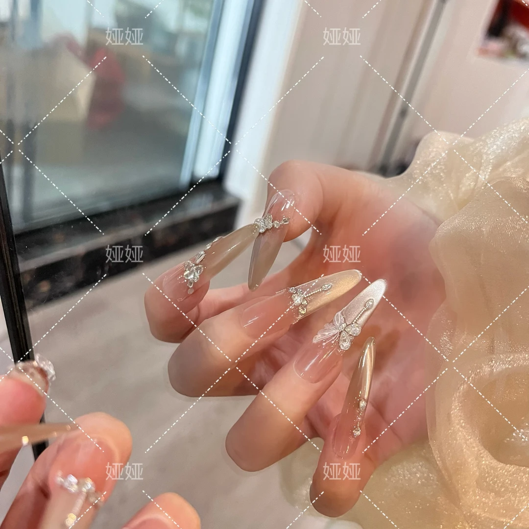 【梦蝶】纯手工穿戴甲气质显白轻奢美甲十片装
