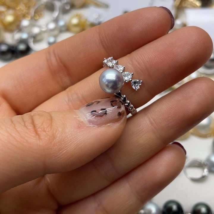 海水珍珠戒指银S925镶嵌