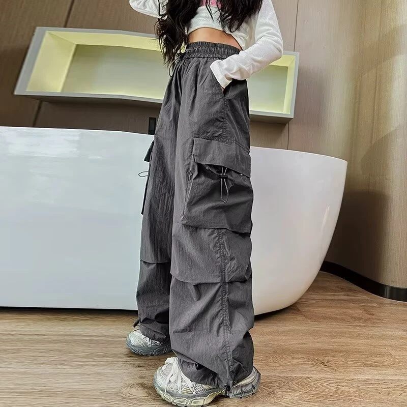 女童裤子夏季薄款休闲裤2025新款洋气炸街工装裤中大童夏装阔腿裤