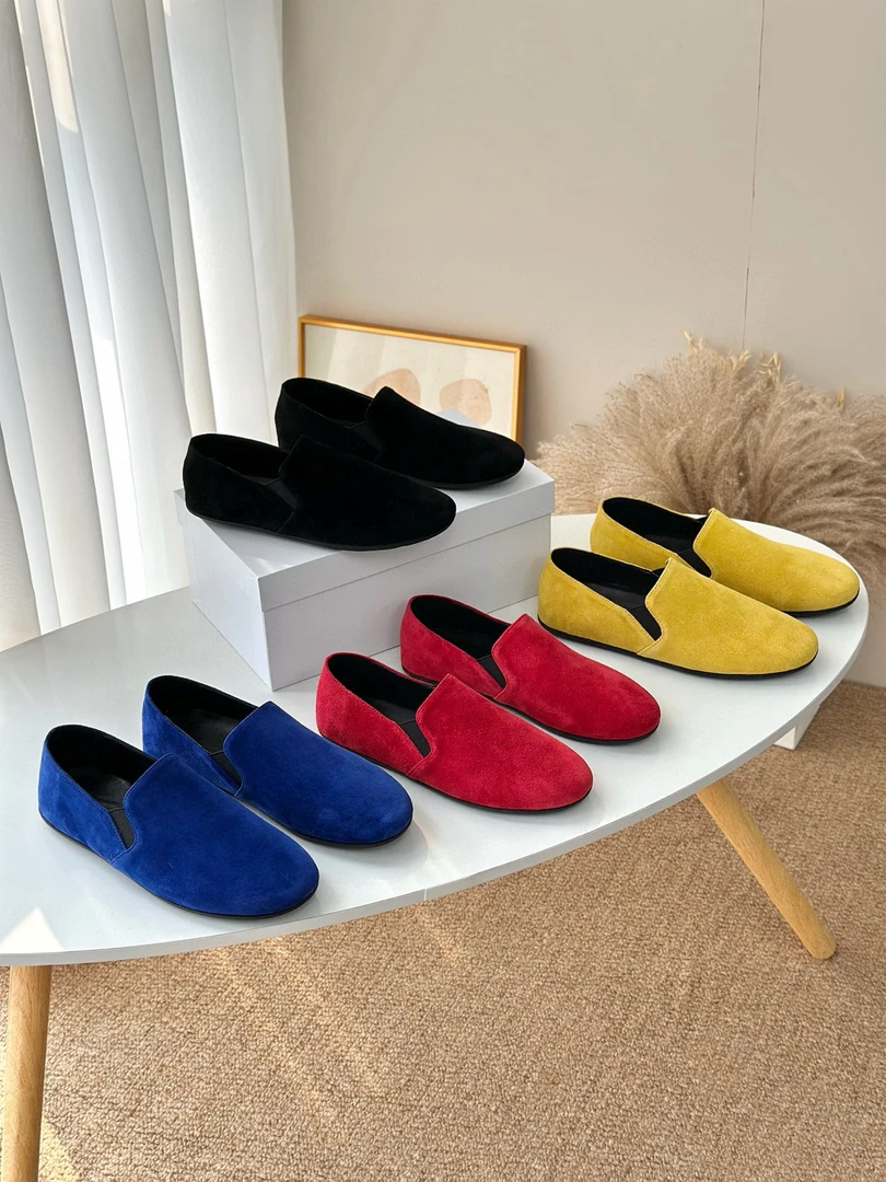 row风极简主义2025新款真皮乐福鞋一脚蹬懒人平底单鞋女