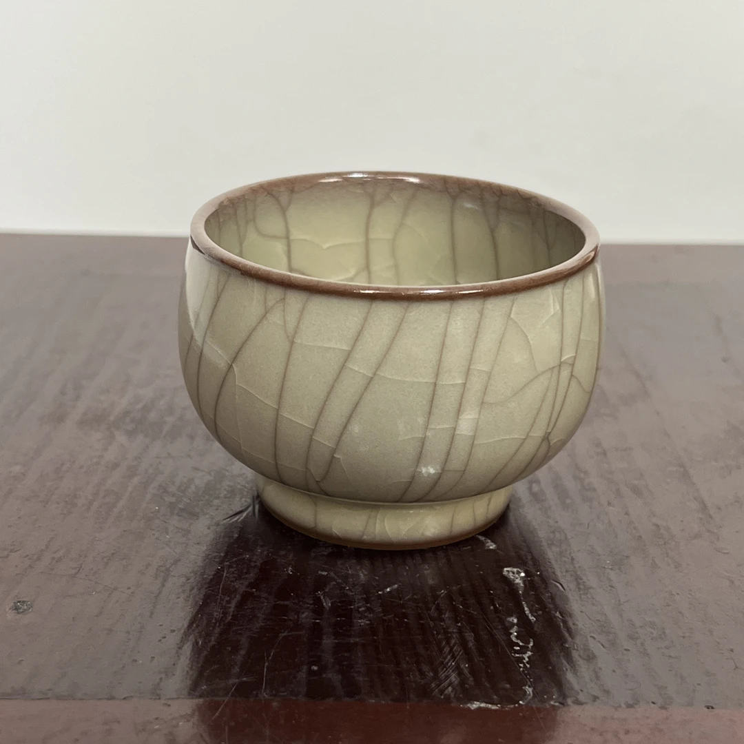 龙泉青瓷陈路军传世哥窑主任杯手工杯圆容杯