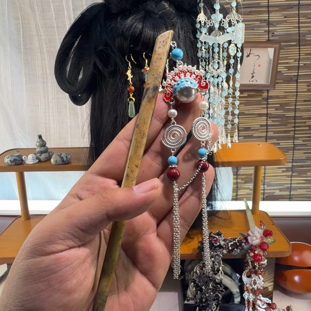 蛇纹石玉合金发饰