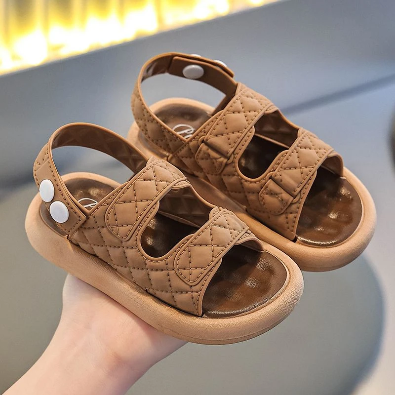 儿童凉鞋男童鞋子夏季新款软底中大童露趾宝宝搭扣沙滩鞋女童凉鞋