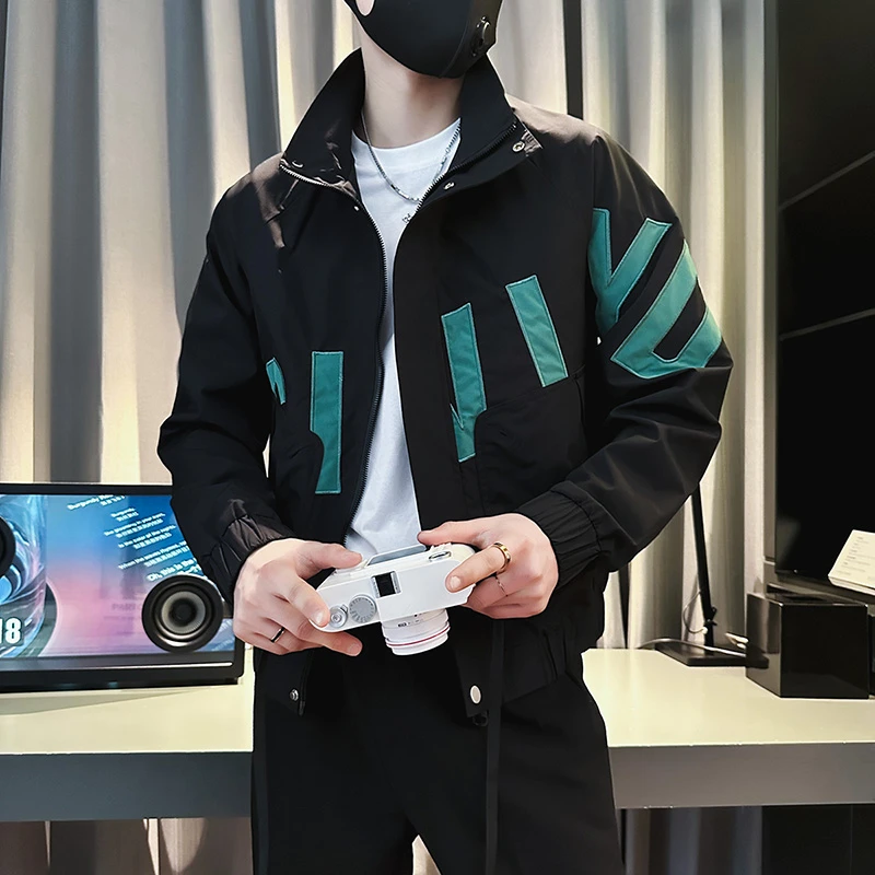 外套男款春秋季2025新款贴布刺绣男装痞帅上衣高级感休闲立领夹克