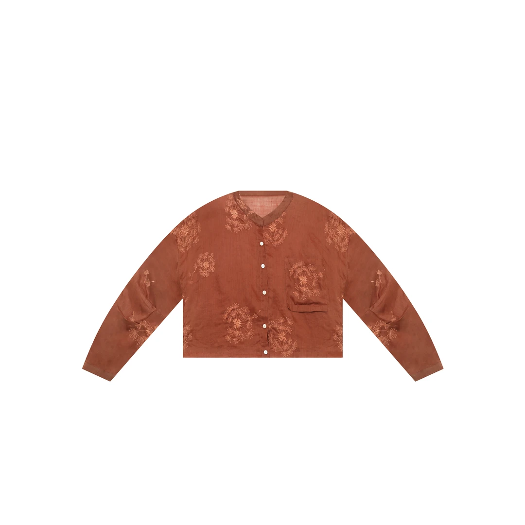 【麻訪家】MF0903刺绣桔文艺刺绣宽松休闲百搭长袖开衫上衣