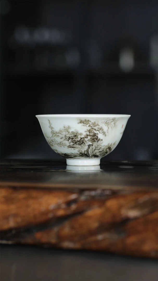 【弥生茶器】柳大川陶瓷微书山水杯主人杯景德镇纯手工陶瓷茶器茶具