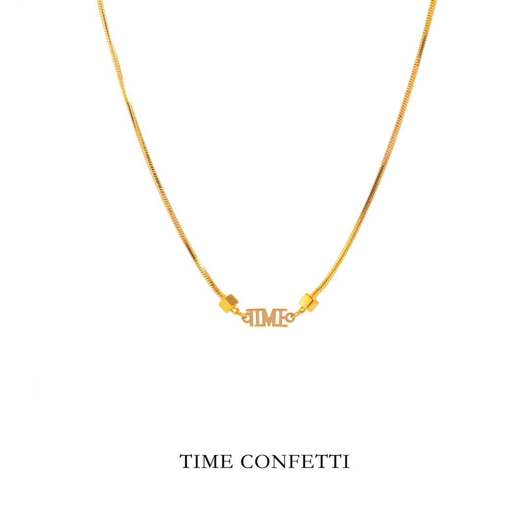 黄铜项链 镀K金【孙二娘】时间碎片-镀层升级版蛇骨链项链 TC 8731