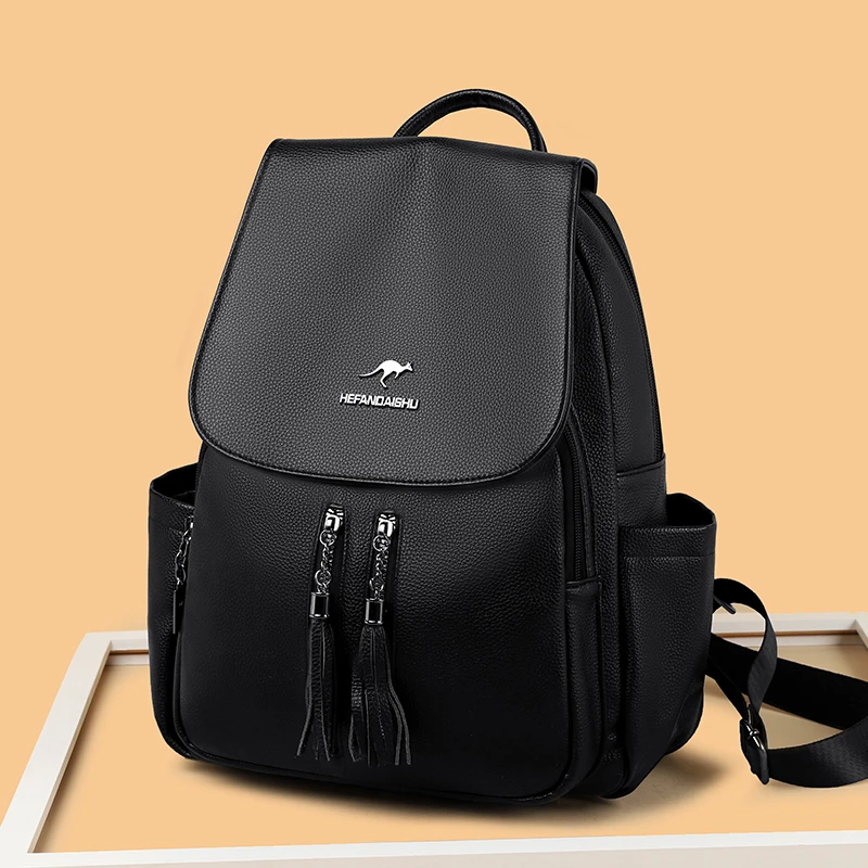 玫瑰袋鼠女包2025新款时尚百搭女士软皮双肩包潮流轻便旅游背包女