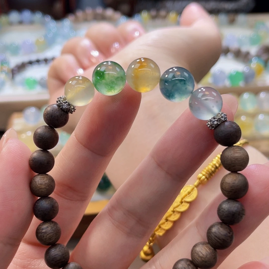 翡翠未镶嵌手链高冰特色串