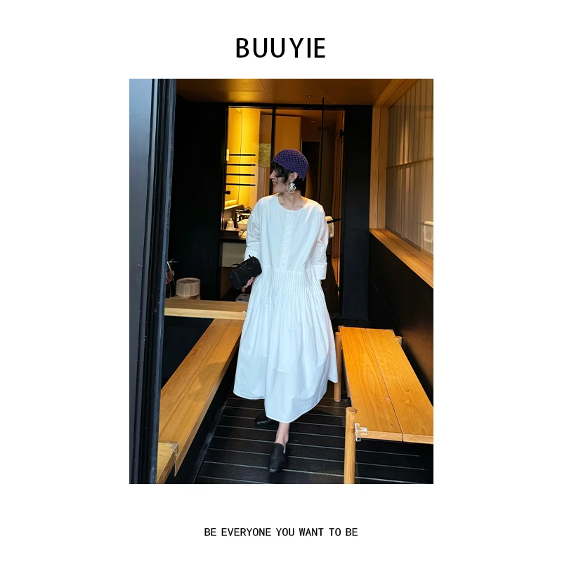 BUUYIE 25SS【雪梦】高级感轻盈舒适亲肤度假连衣裙 250665