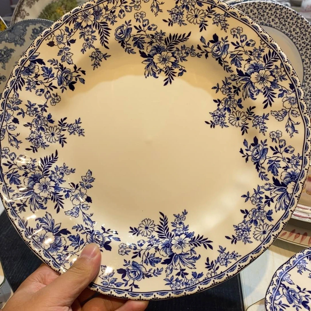 搪瓷青花十寸微瑕大盘