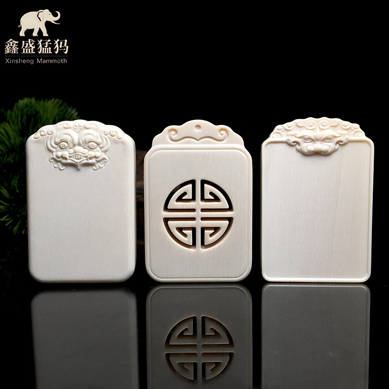 天然猛犸牙461平安无事牌男士女士雕刻牌项链挂件5A牙芯牙肉冰料