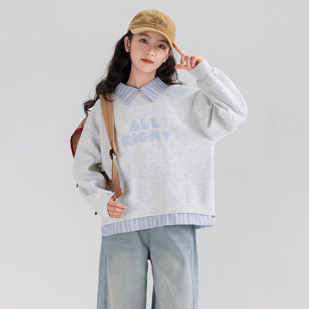 女童假两件卫衣春秋2025新款洋气时髦中大童女孩上衣春装潮Q62143