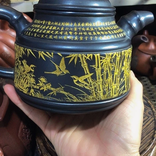 茶壶紫砂原矿泥料手工制作的一把紫砂壶