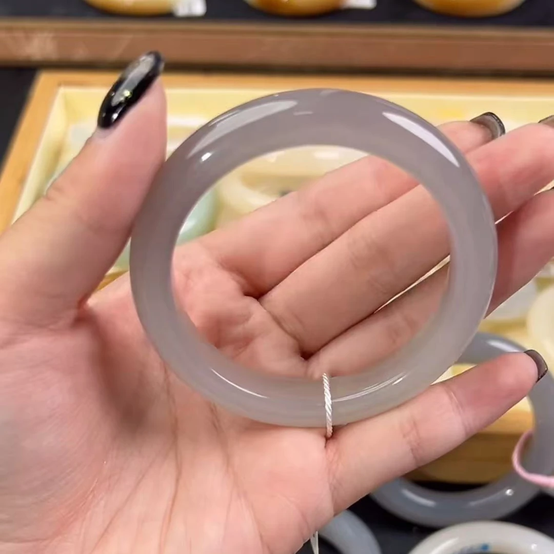 天然和田玉紫色玉镯54+