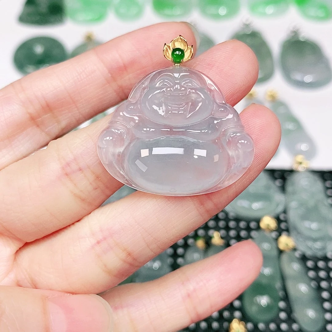 我***生翡翠18K金镶嵌吊坠(不含链)