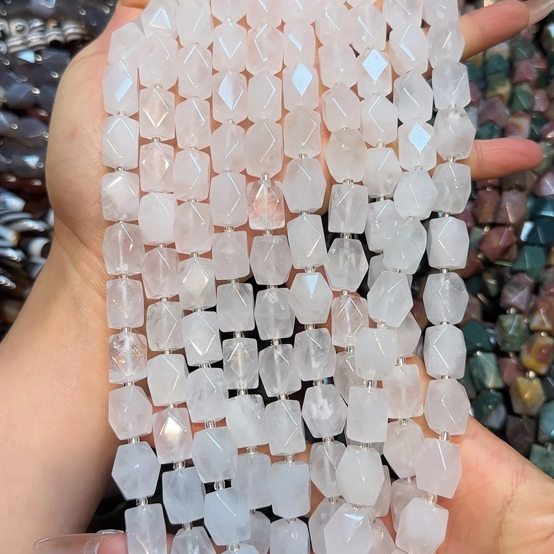 玛瑙/玉髓未镶嵌珠宝半成品白水晶长八棱10✖️14mm一条