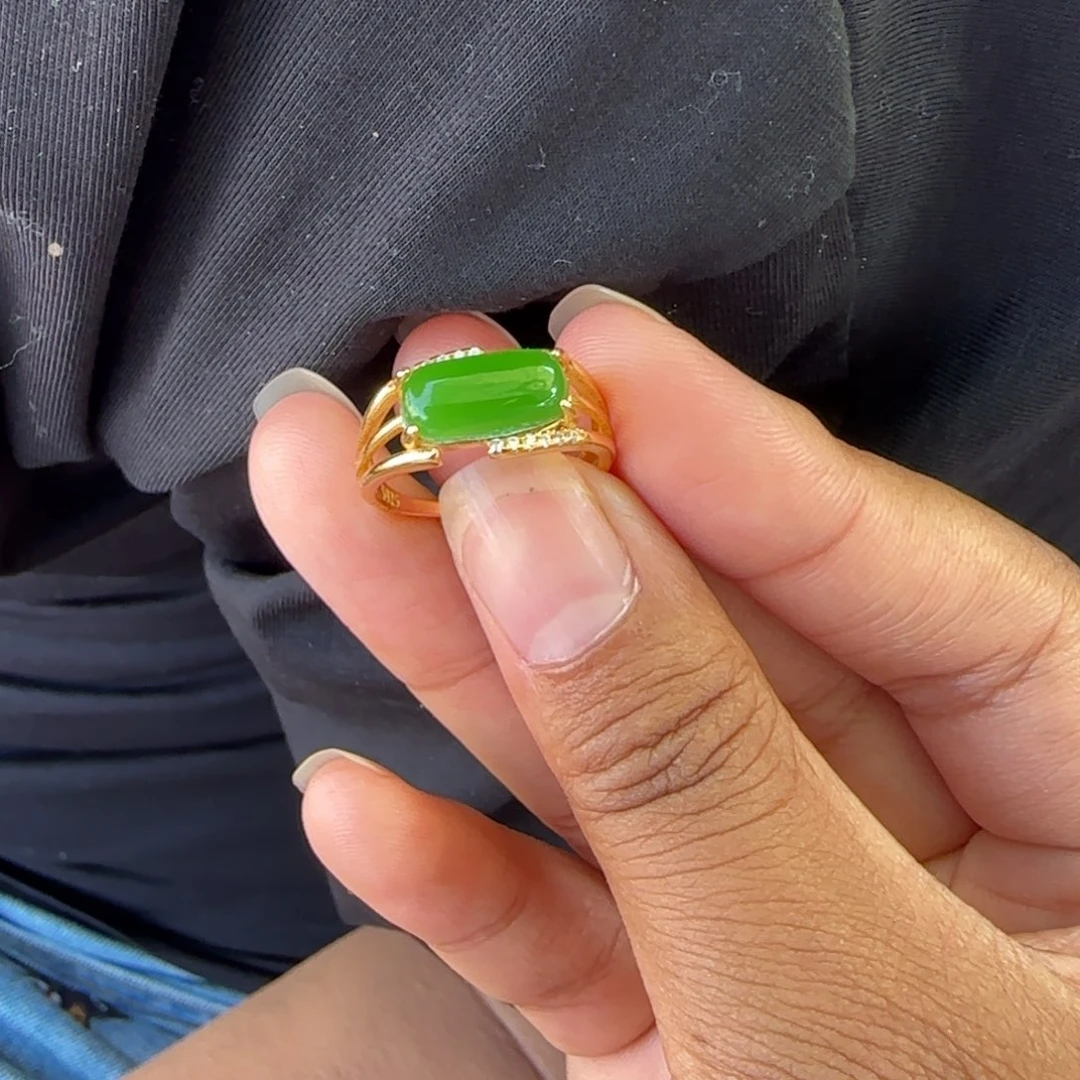 和田玉戒指银S925镶嵌