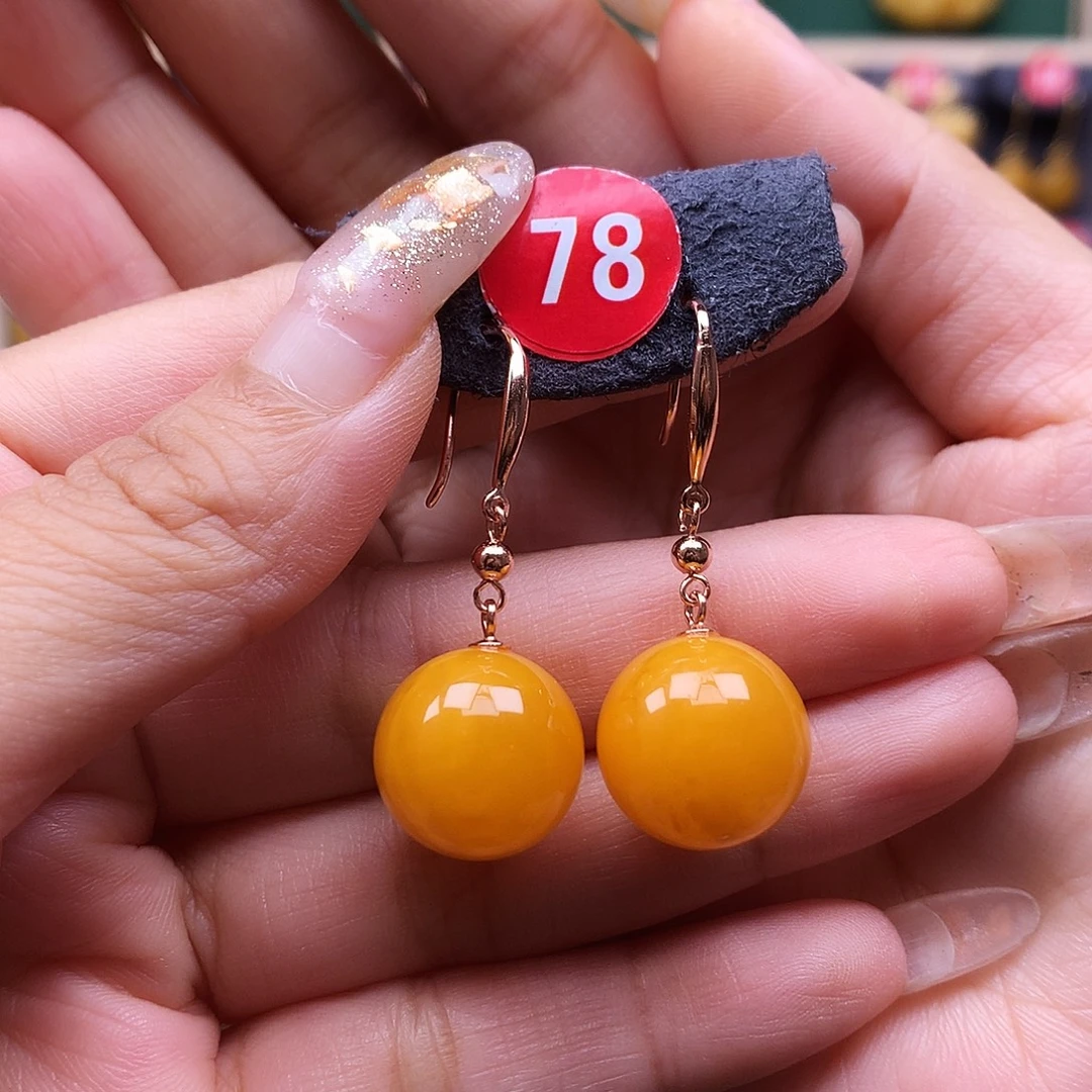 蜜蜡银S925镶嵌耳饰耳坠