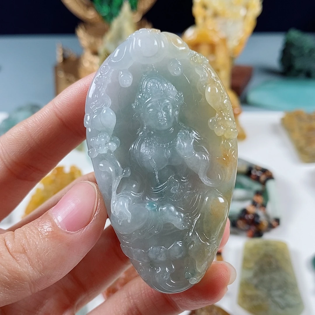 定制翡翠未镶嵌天然a货翡翠度母