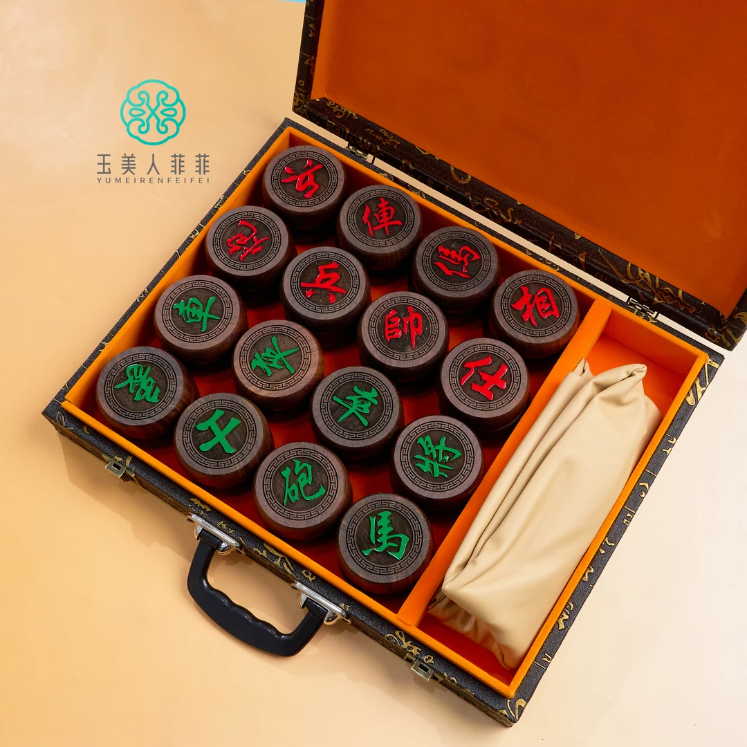 菲菲珠宝好#黑檀象-棋套装/手把件