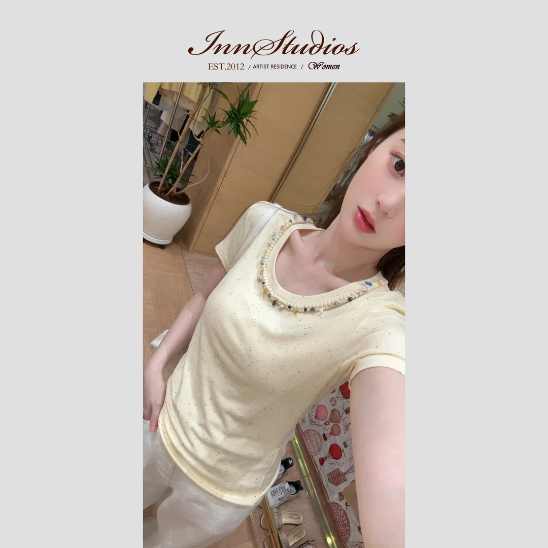 Innstudios 钉珠彩点短袖T恤