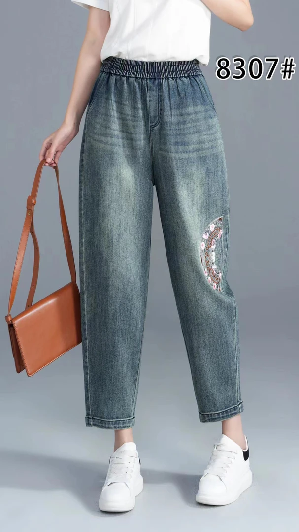 夏季薄款牛仔裤水洗工艺做旧81827时尚休闲女裤子