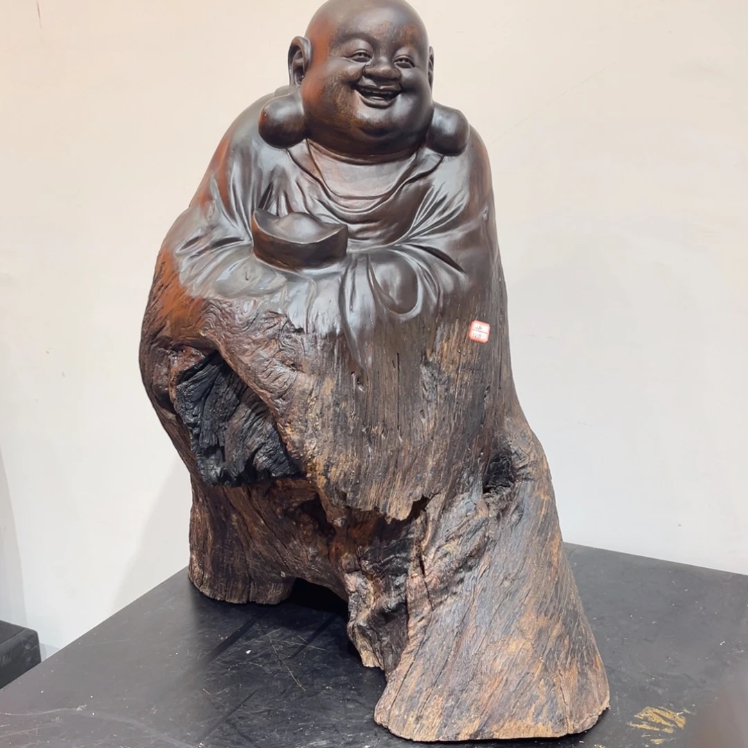 木鸡翅木63-73元宝弥勒装饰摆件