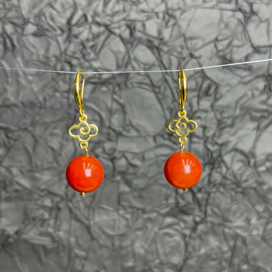 高定珠宝轻奢设计风南红玛瑙祥云耳饰-y2202