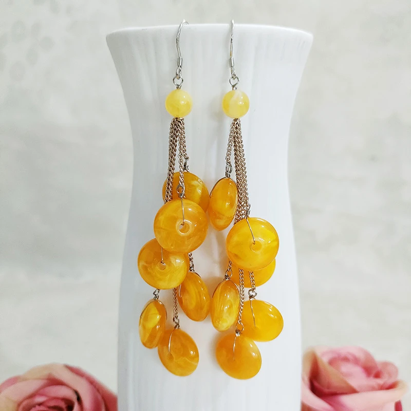 铜合金耳饰 民族风纯手工长款流苏吊坠百搭耳环气质1687