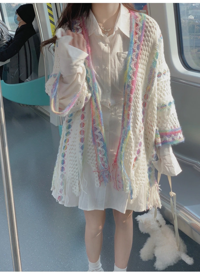 特色民族风套衣镂空披肩外搭针织勾花宽松七分袖薄款夏季百搭防晒