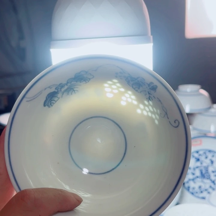 青花玲珑5寸饭碗葡萄