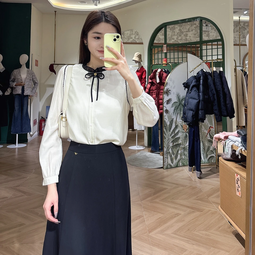 D朵以2025秋季新款白色小众气质时尚衬衣39DQ131067原299衬衫上衣