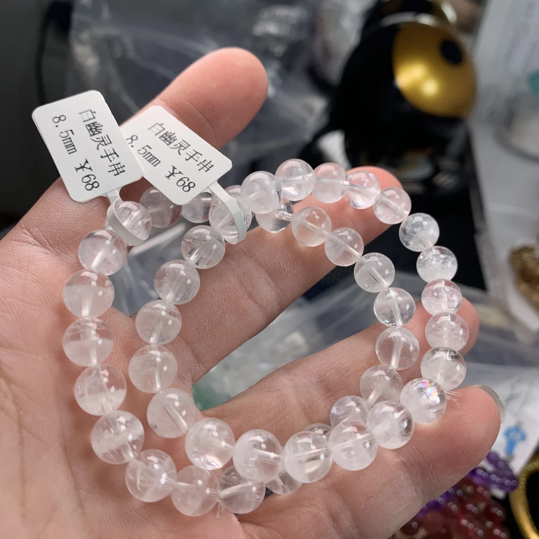 天然白幽灵圆珠手串8.5mm单圈