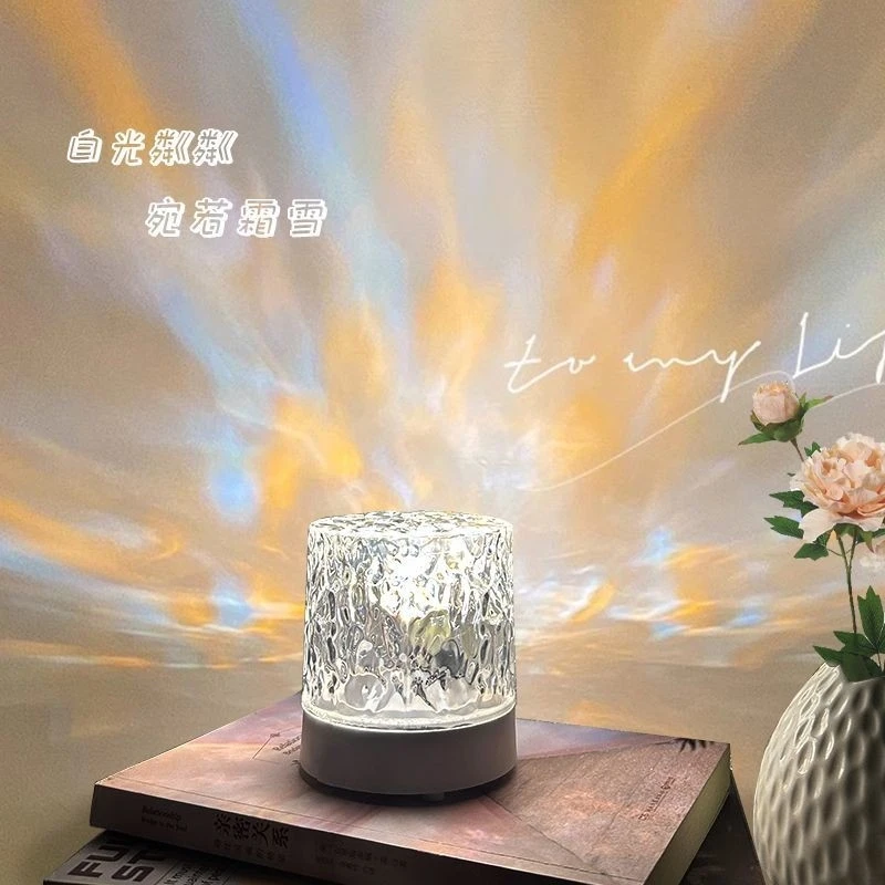 源头厂家创意桌面床头小夜灯火焰投影灯浪漫礼物星空水纹氛围灯