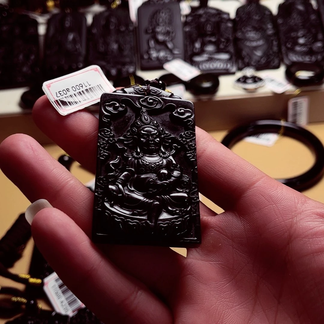 天然缅科a货 钢琴黑 财神