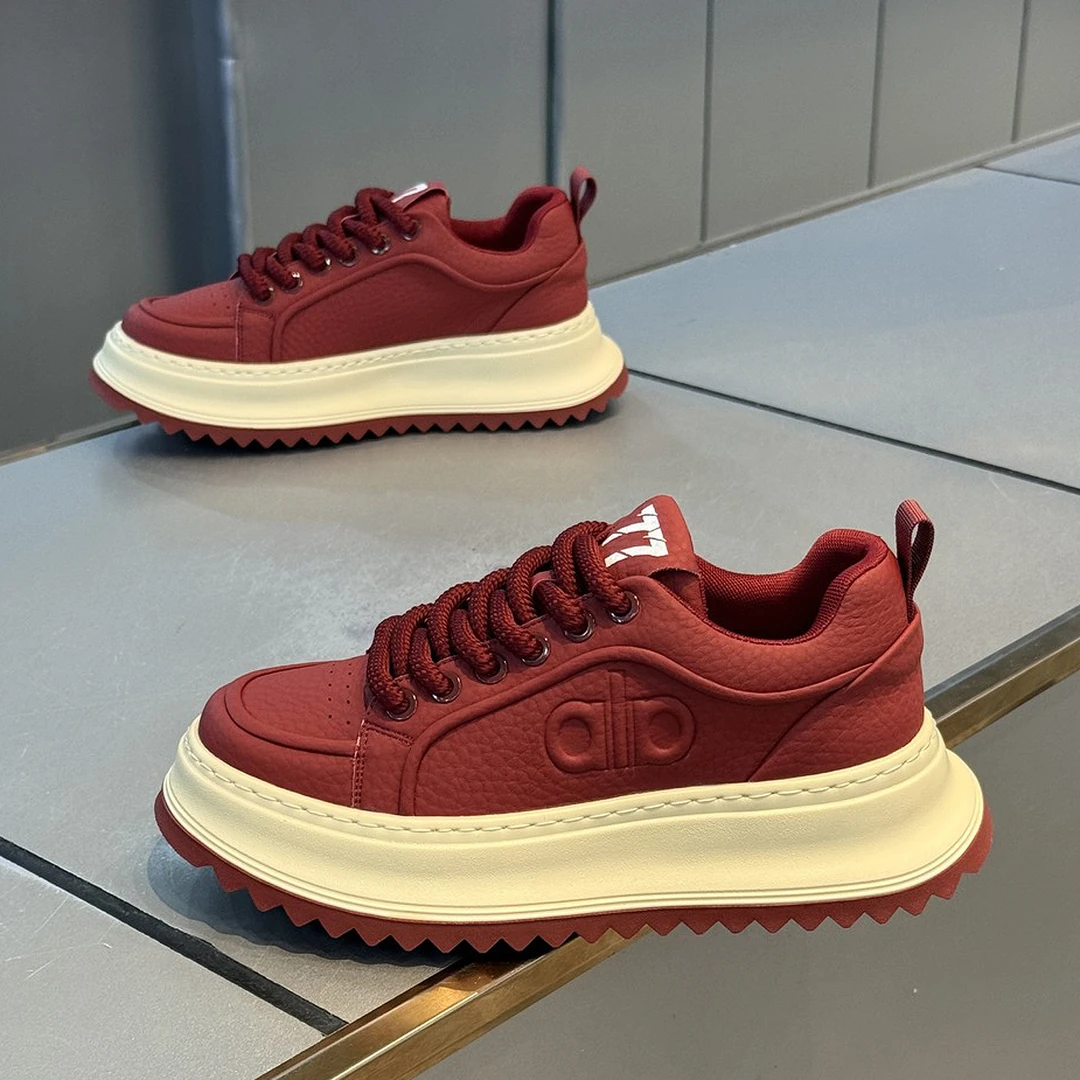 欧洲站男鞋2025秋季新款潮牌高级感休闲运动鞋男士本命年红色板鞋