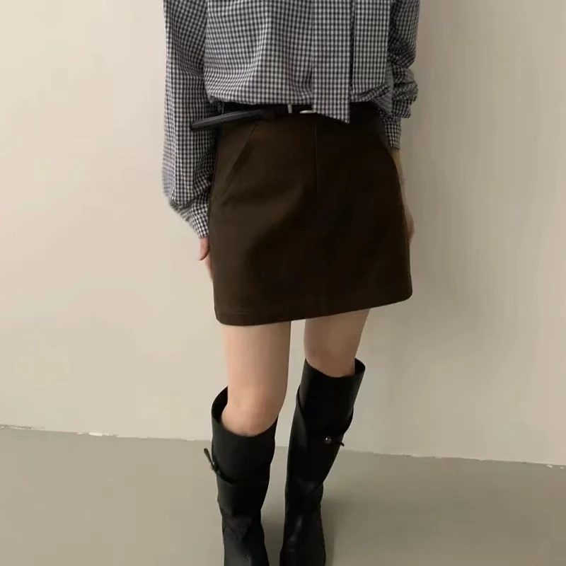 2025韩版洋气时尚秋季新款气质高腰显瘦百搭胖妹mmA字短裙2593